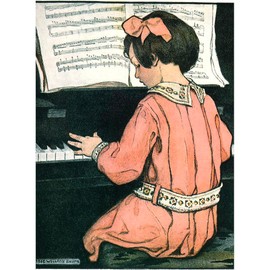 CafePress Vintage Child Playing The Piano Hard Cover Journal Notebook, Personal Diary