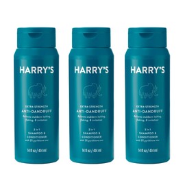 Harry's Extra Strength 2-in-1 Anti Dandruff Shampoo and Conditioner for Men, 2% Pyrithione Zinc, 14 fl oz, 3ct