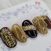 Gold Tweed Handmade Nail Tips - Oval L / 골드