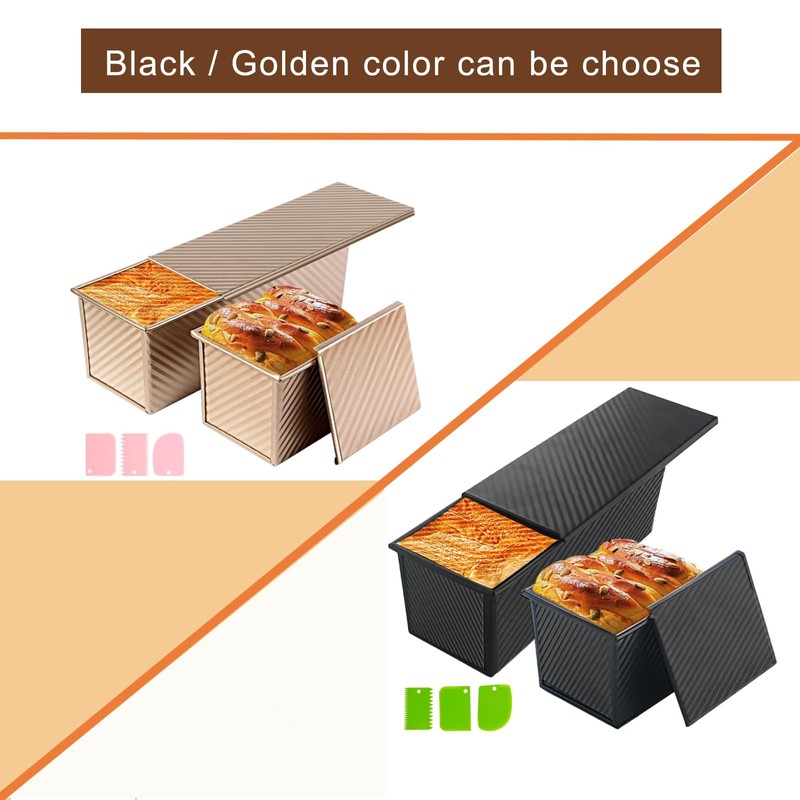 Barlket Black Pullman Loaf Pan with Lid 13x4, Pullman Loaf