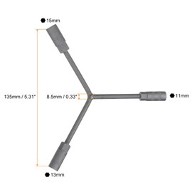 sourcing map 2pcs Y-Shaped 3 Way Socket Wrench 11mm 13mm 15mm Long Arm Y-Type 6-Point Hexagon Spanner Hex Wrench Torque Spanner Socket for Car Motorcycle Repair Hardware Tools, Grey