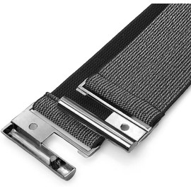 Glamorstar Wide Stretchy Waist Belt for Women Elastic Belt for Dresses Black Silver Band Black Buckle 95cm Fit Waist 37"-41"