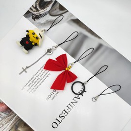 BlingKingdom 100pcs Cell Phone Split Ring Strap Detachable Ring Strap Phone Charm Cords DIY Lanyard Decorations for Hanging Charms USB Drive Keychain - Black