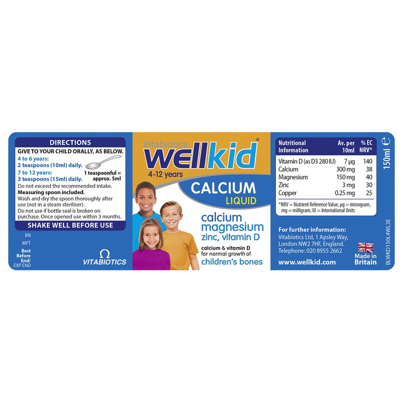 Wellkid by Vitabiotics Calcium Liquid 150ml