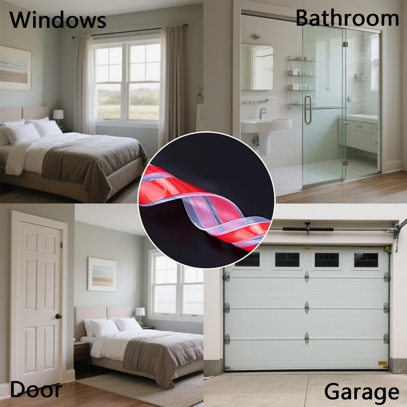 T-Shaped Door Draft Stopper，Transparent Weather Stripping Door Seal Strip，Self-Adhesive Draft