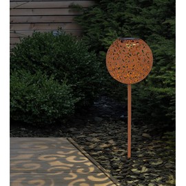 bmf-versand® Solar Lamp for Outdoor Garden Decoration - Garden Lamp Ball Rust Look 18.5 cm - Solar Light Ground Spike - Outdoor Lamp LED Balcony - Garden Lamp Solar Ball Lantern