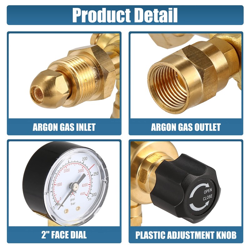 X AUTOHAUX Dual Gauge Argon CO2 Regulators Gauges Pressure Regulator