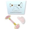 Gesichtsroller & Gua Sha Echter vergoldeter Stein – Anti-Falten, belebend und straffend für die Haut | Massagegeräte für Verjüngung und Entspannung (Set Rosenquarz)