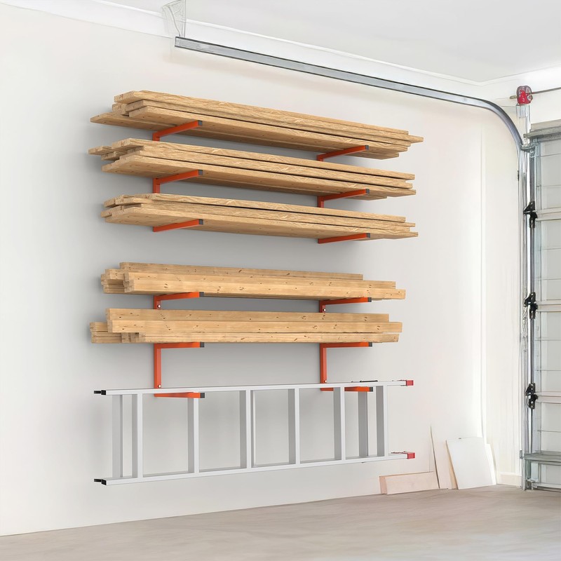 WALMANN Garage Wall Mounted Lumber Storage Rack, Overhead Heavy Duty