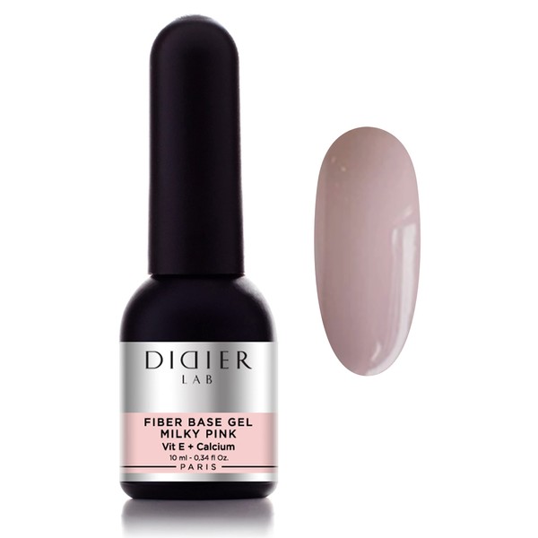 DidierLab - Milky Pink Gel Nail Polish Base Coat 10ml -Extra Strong Nail Strengthener For Damaged Nails - Gel Base Coat - Nail Varnish - Gel Polish Nail Art- Clear Nail Polish - LED UV Gel Nail Polish