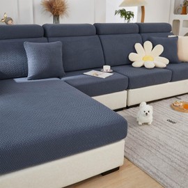 Sectional Couch Covers Couch Cushion Covers for Sectional Sofa L Shape Sofa Covers Washable Universal Stretch Sofa Slipcovers Soft,Anti Slip,Skin-Friendly for Pets (Metal Gray,3 Seats + Chaise Cover)