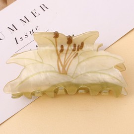 Flower Lily Print Hair Claws Non Slip 3.2" Medium Hair Clips Women Girls Hair Accessories