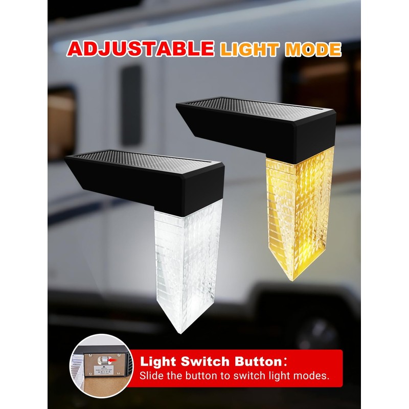 ALDST Solar Powered RV Step Lights, Wireless No Drill Outdoor