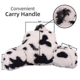A Nice Night Faux Fur Reading Pillow Bed Wedge Large Adult Children Backrest with Arms Back Support for Sitting Up in Bed/Couch for Bedrest,whiteBlack