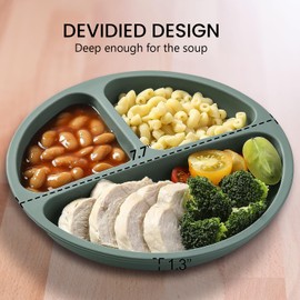 Cutebe 3 Pack Suction Plates for Baby Food Grade Silicone Baby Plates with Suction Microwave & Dishwasher Safe Toddler Plates Divided Design & Raised Edges Toddler Dishes for Feeding