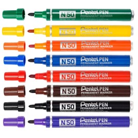 Pentel N50 Permanent Marker Bullet Tip - Writes a 2mm Line - Red