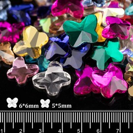 Mixed Color Flatback Round and Butterfly Shape Rhinestones Kit, Multi Size Glass Crystals Bead with Pickup Pencil and Tweezer for Nail Art