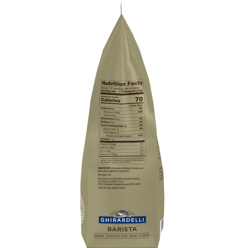 Ghirardelli Dark Chocolate Barista Mini Chip, 5lb Bag with Ghirardelli
