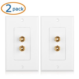 Cable Matters Cable Matters 2-Pack Speaker Wire Wall Plate (Speaker Wall Plate, Banana Plug Wall Plate) for 1 Speaker in White