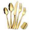 Lemeya 20-Piece Hammered Gold Silverware Set for 4 with Serrated