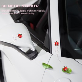 ORIESSE Ladybug Car Decals 3pcs Red Lady Bug Stickers 3D Metal Emblem Badge Women Car Decor Fun Prank Gift for Bug Lovers