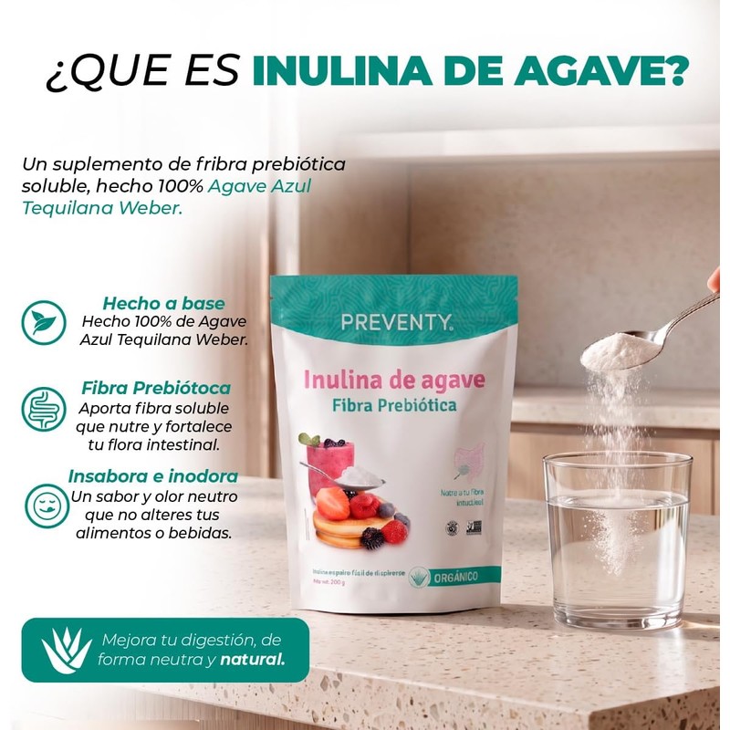 Inulina de Agave - Fibra Prebiótica 350g - 100% Orgánica