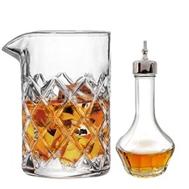 Cocktail Mixing glass – 17oz Cocktail Stirring Glass with Thick Weighted Bottom，Professional Stirring Glass Cocktail beaker