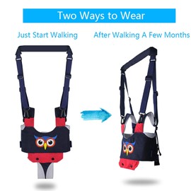 IULONEE Walker Walking Aid for Baby Standing Walking Learning Aid Walker Safety Leads with Safety Buckle and Magic Stickers Toddler Foot Assistant for Children (Blue)