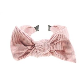 Womens Girls Wide Bow Knotted Winter Evening Corduroy Velvet Soft Fabric Headband Alice Band Hair Band Accessories Wedding Bridal Party Christmas Birthday (Dusky Pink)