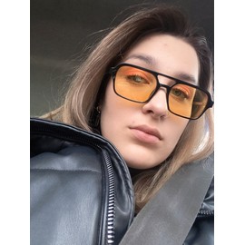 FEISEDY Vintage Square 70s Flat Aviator Sunglasses Women Men Metal Design Shades B2752