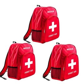 First Aid Backpack Empty Large - Waterproof First Responder Bag | Emergency Medical Backpack Organizer | Red Emergency Bag
