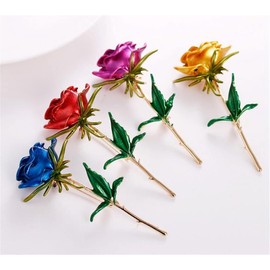 Classic Enamel Rose Flower Brooches For Women Alloy Rose Flower Weddings Office Casual Brooch Pins Fashion Luxury Flower Pin Gifts (C)