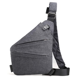 Men's Shoulder Bag Anti-Theft Crossbody Sling Bags Multi Pocket Waterproof Travel Bag-Right Grey