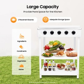 Natural Gas Stove with 5 Burners, Gas Cooktop Outdoor Camping Stove, Portable Natural Gas Cooker w/Storage Rack&Wind Blocking Cover, Camping Grill Stove for RV, Apartment, Outdoor Cooking