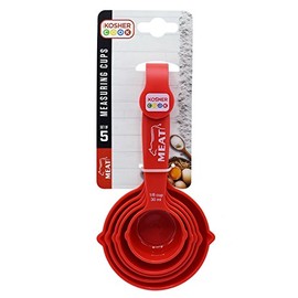 Meat Red Measuring Cups - 5 Piece Set for Precise Cooking and Baking - Stackable Nesting Design - Color Coded Kitchen Tools by The Kosher Cook