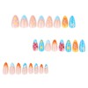CUZIAM 24PCS Ocean Flower Press on Nails Medium Almond -