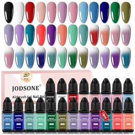JODSONE 20 Colors Airbrush Gel Nail Polish Set for Nail Gradients No Dilution Gel Nail Polish DIY Various Patterns Nail Art Girls Holiday Gifts