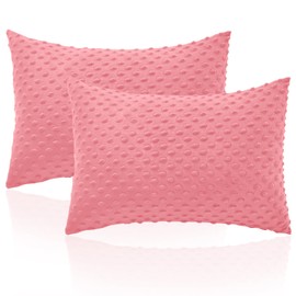 Entisn Toddler Pillowcase 13 x 18 Inch, 2 Pack Minky Dot Toddler Pillow Covers with Zipper Closure, Soft Fleece Pillow Shams for Nursery, Girls, Boys (Pink)