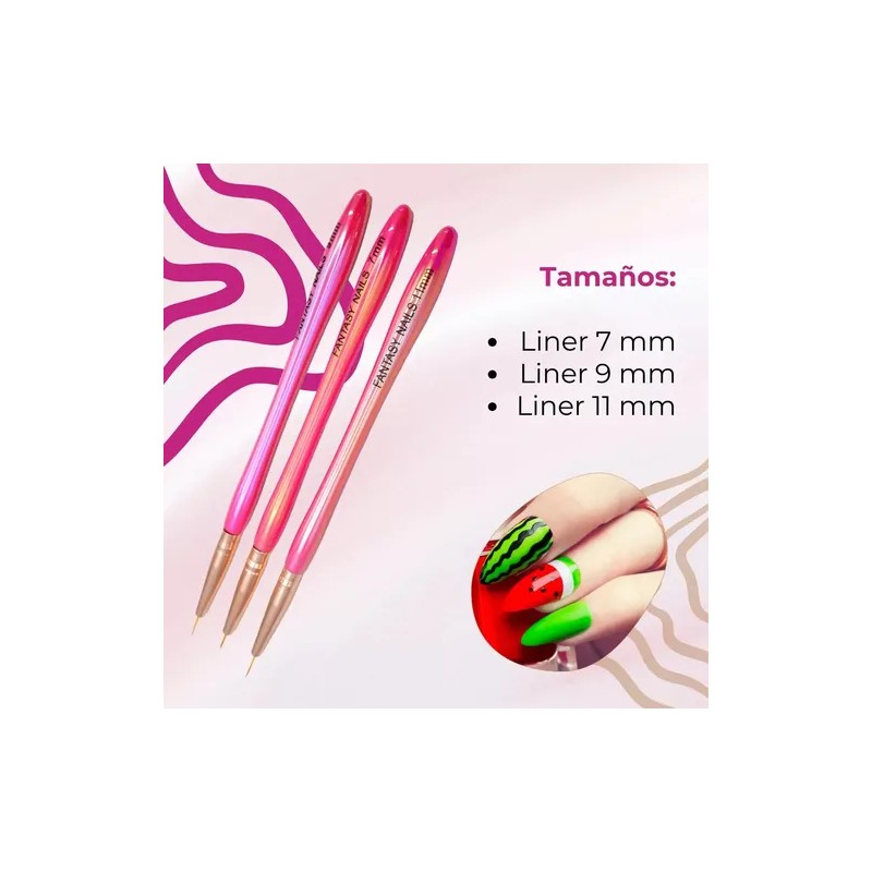 Set Pinceles Nail Art Fantasy Nails Liner Gel Uñas 3
