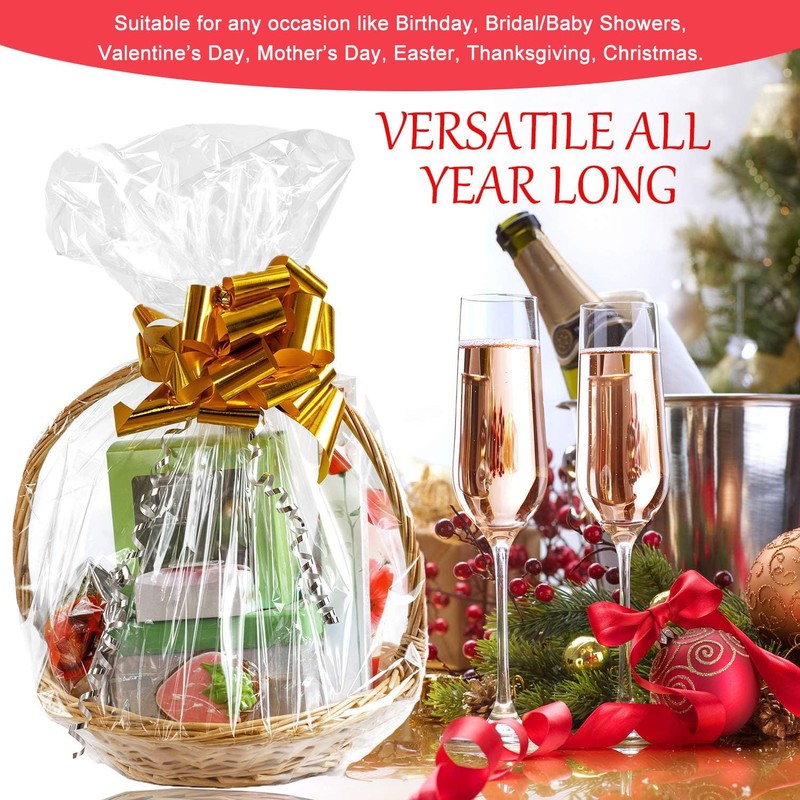 Morepack Shrink Wrap Bags for Gift Baskets,20x28 Inches Clear PVC