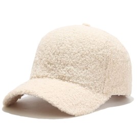 Avilego Winter Baseball Cap for Women Lamb Wool Solid Color Warm Baseball Cap for Outdoor Travel
