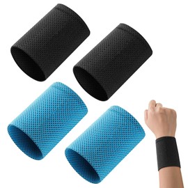 Pack of 4 Wristbands, Absorbent, Fitness Sweatband, Sports Wristbands, Joint Band, Sports Sweatband, Soft Thickened Cotton, for Football, Basketball and Tennis, Sports Sports Wristbands