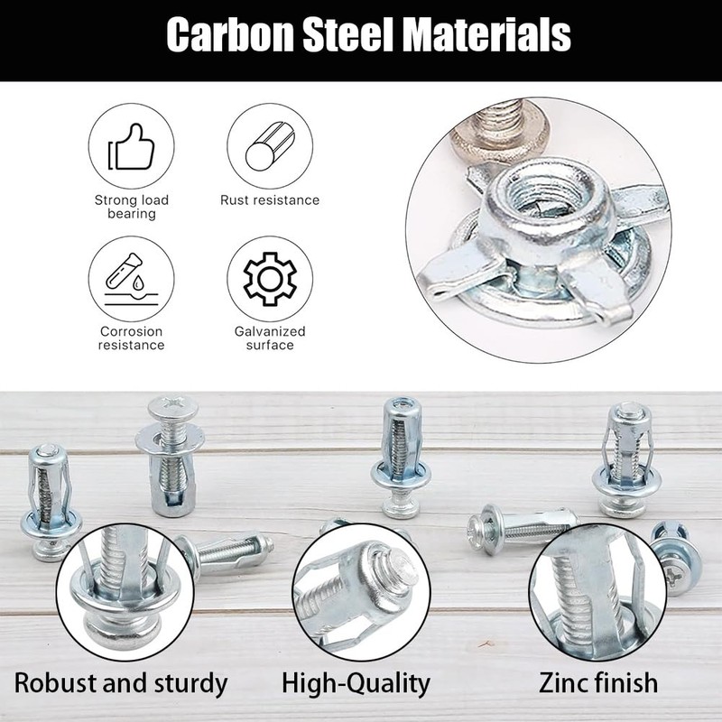 60 Pcs M4 M5 M6 Jack Nuts, Carbon Steel Expansion