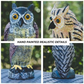 Galashield Owl Decoys to Scare Birds Away | Plastic Owls to Scare Birds Away | Owl Statue for Garden & Outdoors [Set of 3]