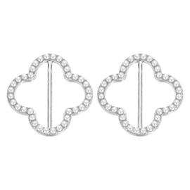 sourcing map 2pcs Silk Scarf Ring Clip, Pearl Four Leaf Shape T-Shirt Ties Clips Kit Clothes Corner Knotted Button Waist Buckle Wrap Holder for Women Shawl Shirts Clothing, Silver