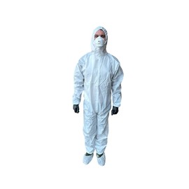 keebomed Hazmat suit, Chemical Protective Coverall, Category III, Type A, Microporous,Hood, Elastic Wrists and Ankles, Zipper (L- Blue)