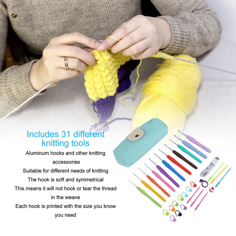 31 Piece Crochet Hooks Set Professional Ergonomic Crochet Hooks with