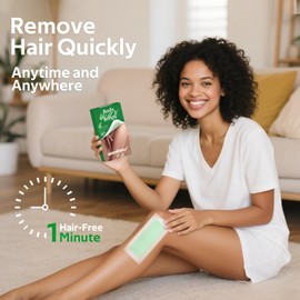 Waxfans Hair Removal Wax Strips for Face/Body/Bikini - 60 Count Hypoallergenic Depilatory Kit with 4 Soothing Wipes (Green) - All Skin & Hair Types