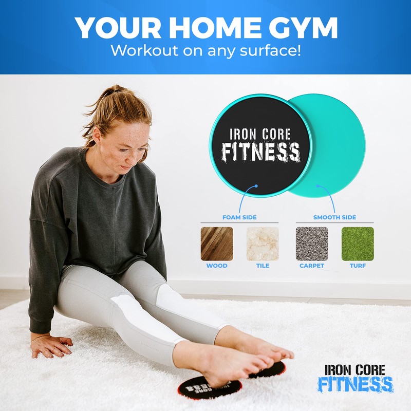Iron Core Fitness Deslizadores de pies para entrenar ejercicios abdominales
