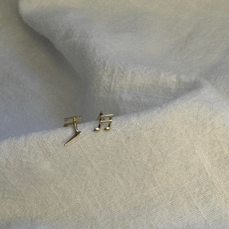 9ct Yellow Gold Music Note Andralok Stud Earrings/Studs